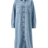 Ceres Life Long Sleeve Yoke Detail Midi Dress - Vintage Blue