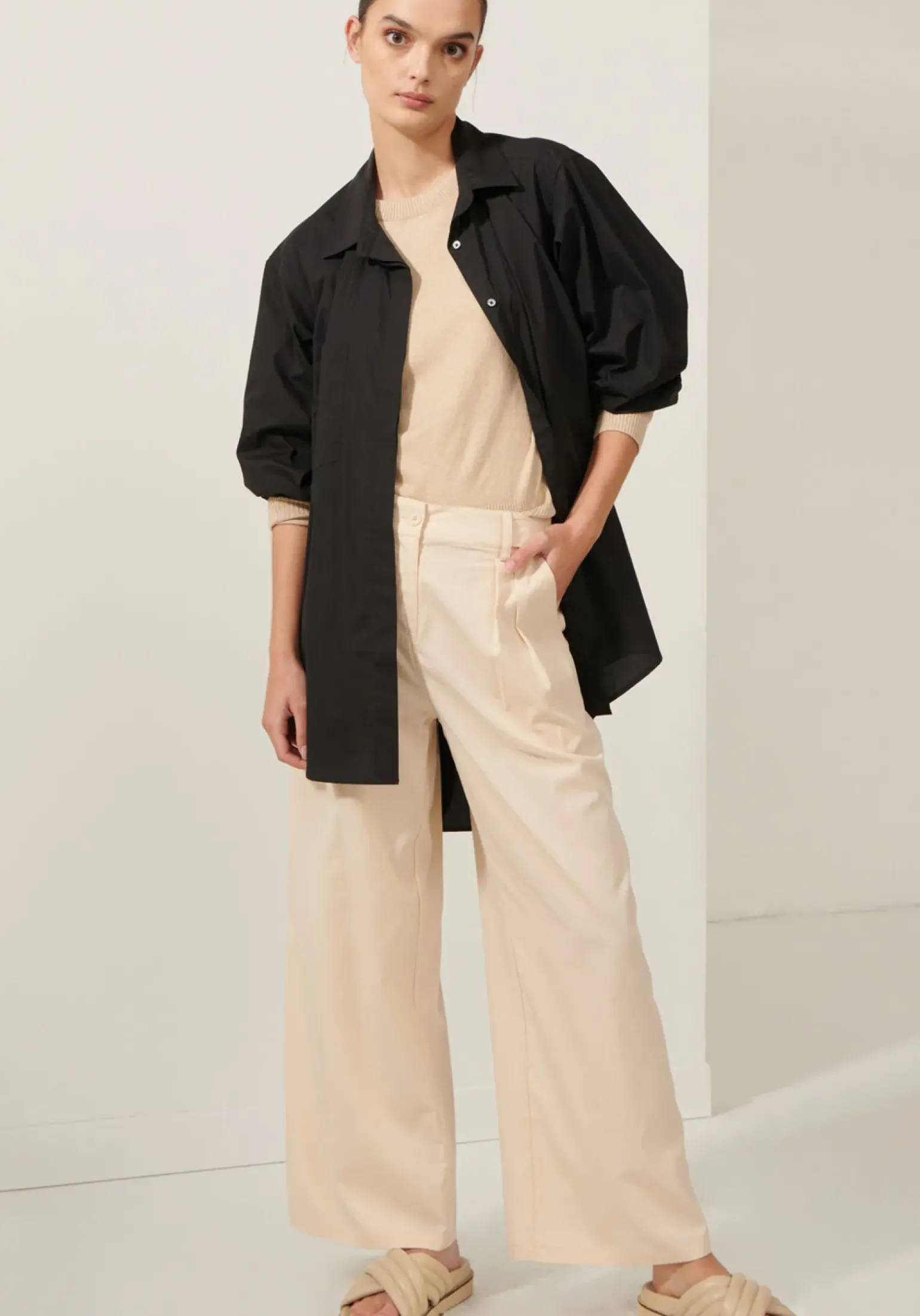 POL Lagoon Drape Back Shirt- Black