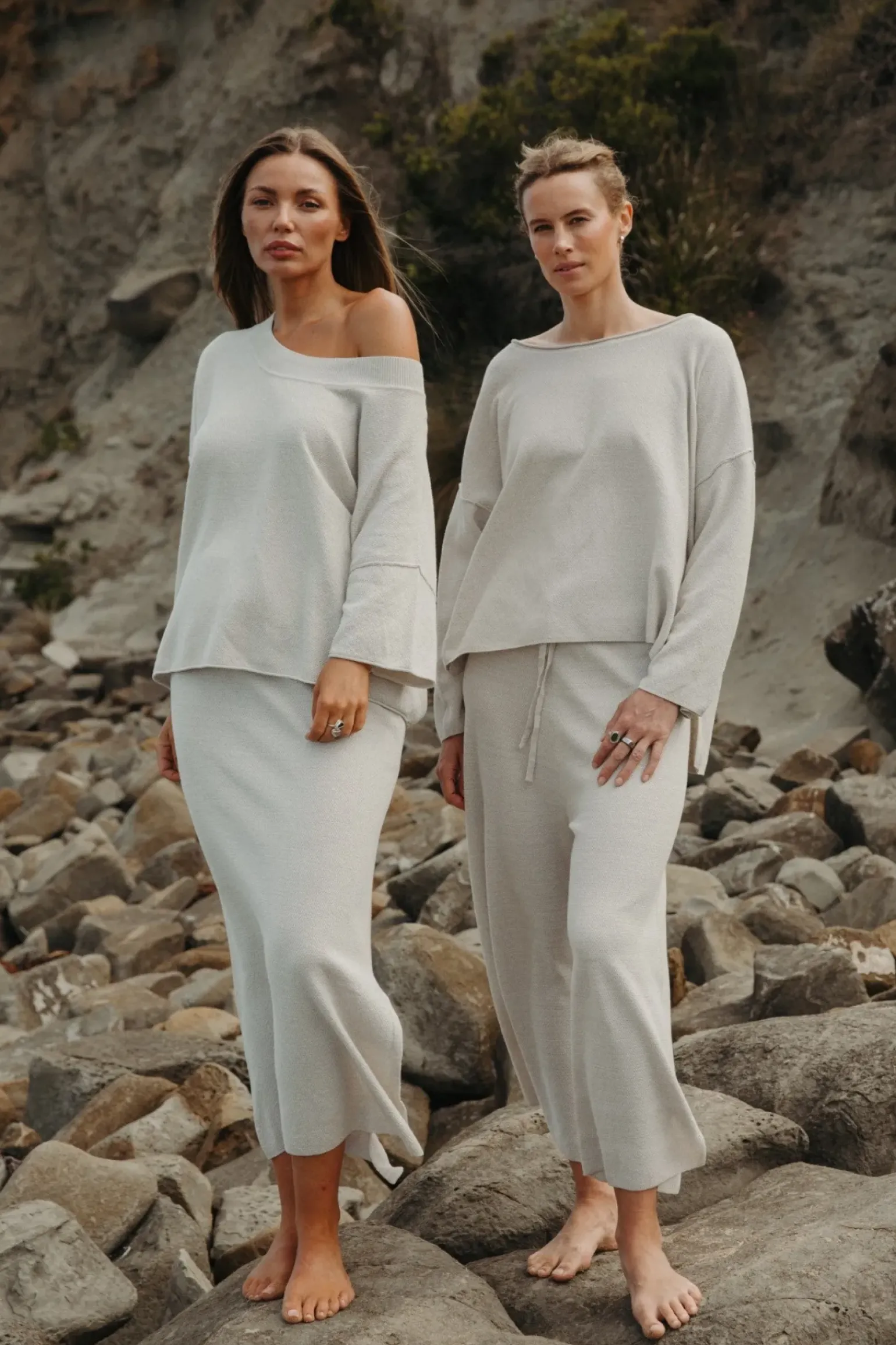 Talamaya Retreat Cotton Twist Skirt - Silver & White